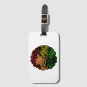 Rasta black girl woman afro red yellow green  luggage tag