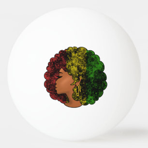 Rasta black girl woman afro red yellow green ping pong ball