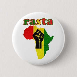 Rasta Black Power Fist over Africa 2 Inch Round Button