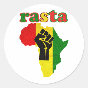 Rasta Black Power Fist Over Africa Classic Round Sticker