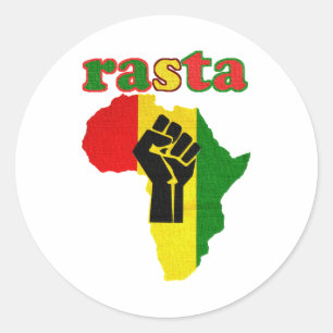 Rasta Black Power Fist over Africa Classic Round Sticker