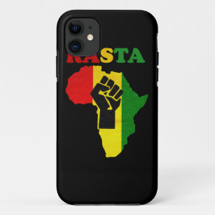 Rasta Black Power Fist over Africa iPhone 5 Case