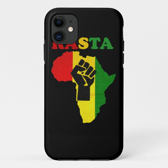 Rasta Black Power Fist over Africa iPhone 5 Case (Back)