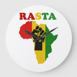 Rasta Black Power Fist over Africa Wall Clock