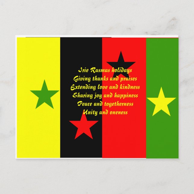 rasta christmas postcards-irie rasmas holiday postcard (Front)