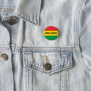Rasta Colors Green Yellow Red Stripes One Love 1 Inch Round Button