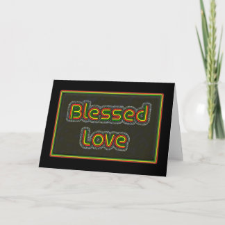 Rasta Colour Bold text  'Blessed Love' card