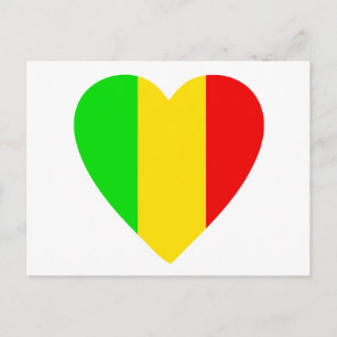 Rasta Coloured Heart Postcard