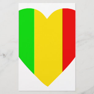 Rasta Coloured Heart Stationery