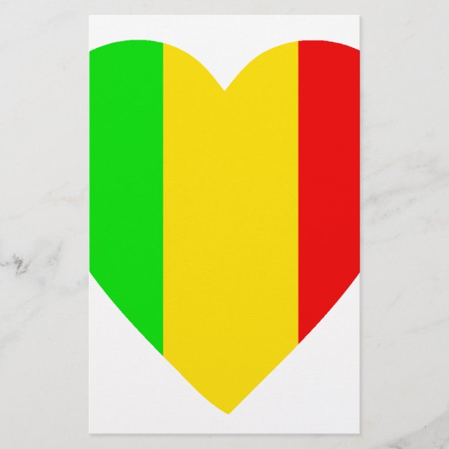 Rasta Coloured Heart Stationery (Front)