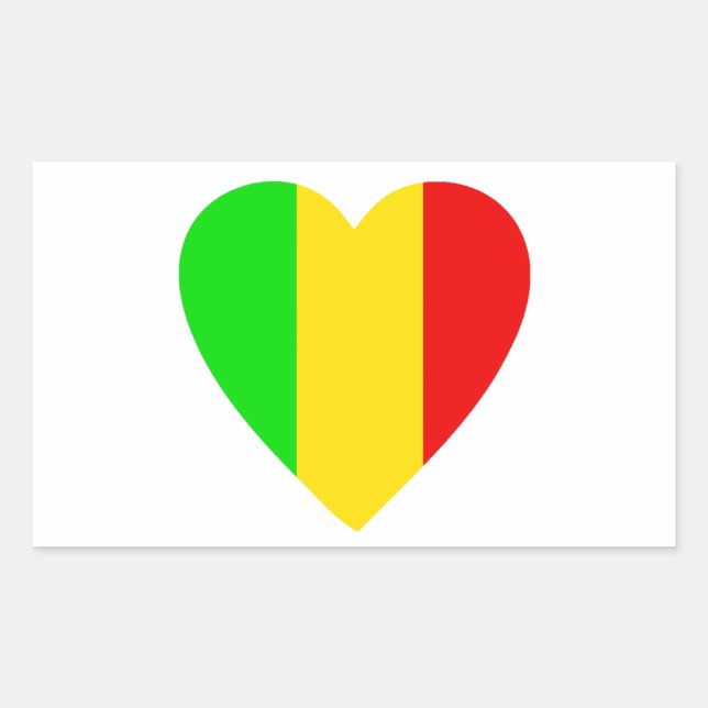 Rasta Coloured Heart Sticker (Front)