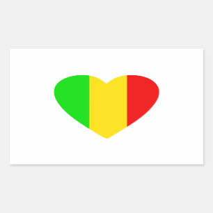 Rasta Coloured Heart Sticker