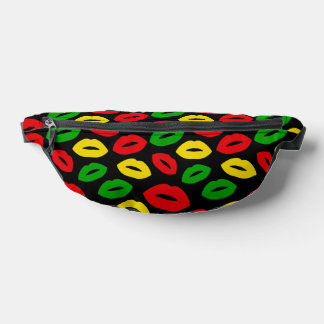 Rasta Coloured Kisses Patterned Black Fanny Pack