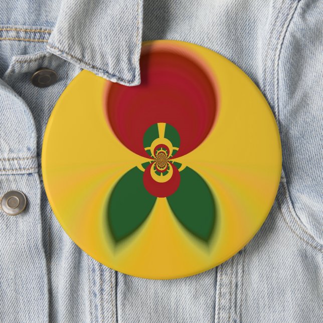 Rasta Colours Abstract Art Print 6 Inch Round Button (In Situ)
