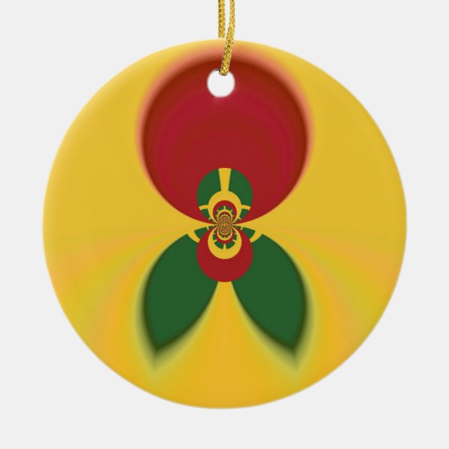 Rasta Colours Abstract Art Print Ceramic Ornament (Front)