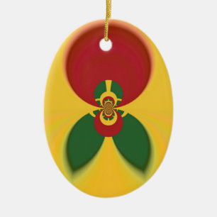 Rasta Colours Abstract Art Print Ceramic Ornament
