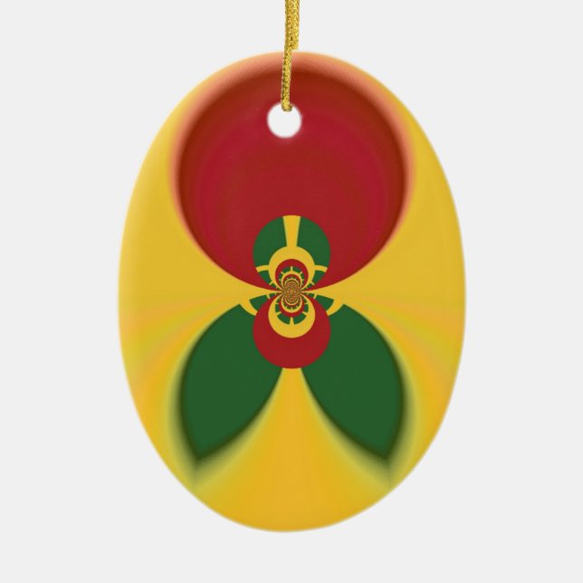 Rasta Colours Abstract Art Print Ceramic Ornament (Front)