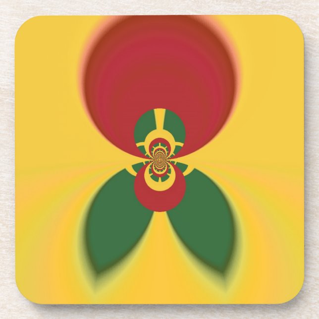 Rasta Colours Abstract Art Print Coaster (Front)