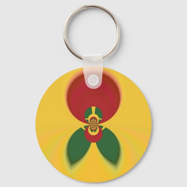Rasta Colours Abstract Art Print Keychain (Front)
