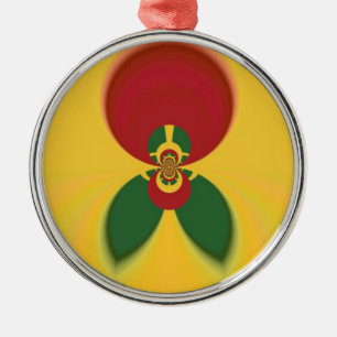 Rasta Colours Abstract Art Print Metal Ornament