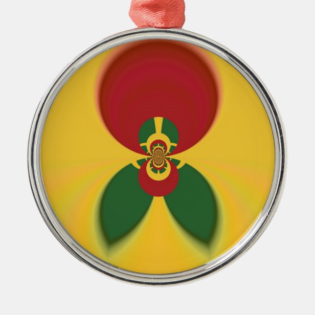 Rasta Colours Abstract Art Print Metal Ornament (Front)