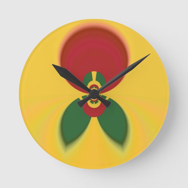 Rasta Colours Abstract Art Print Round Clock (Front)