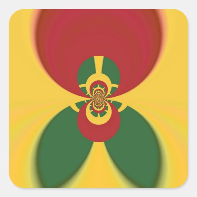 Rasta Colours Abstract Art Print Square Sticker (Front)