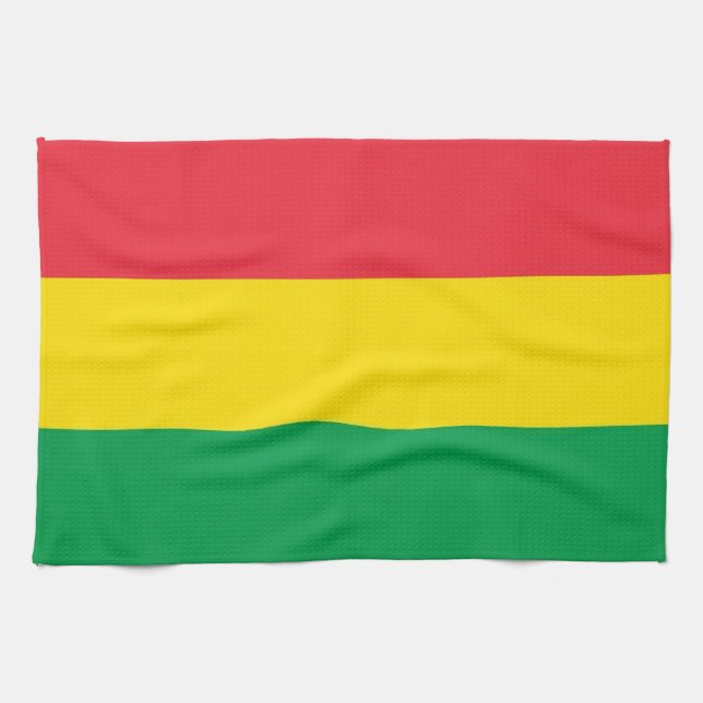 Rasta Colours Green Yellow Red Stripes Flag Kitchen Towel (Horizontal)