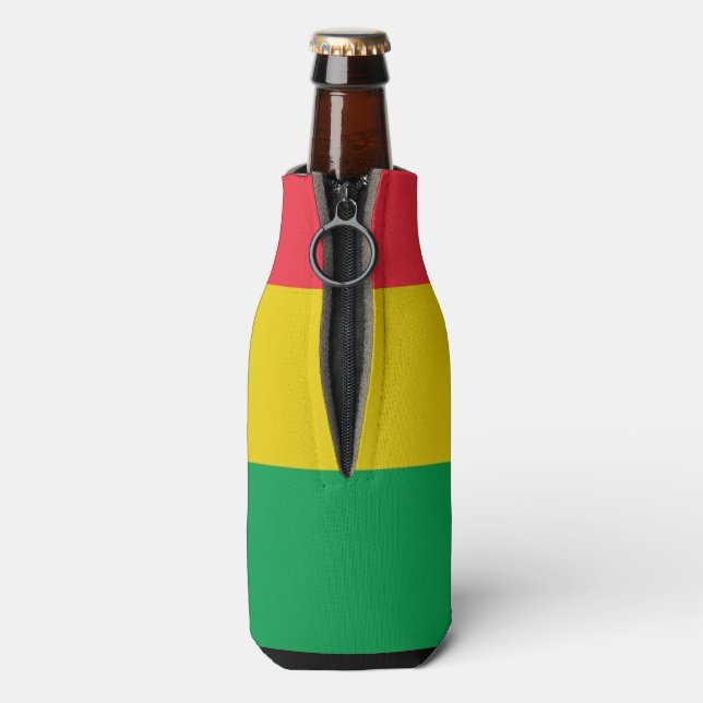 Rasta Colours Green Yellow Red Stripes Flag Patter Bottle Cooler (Bottle Back)