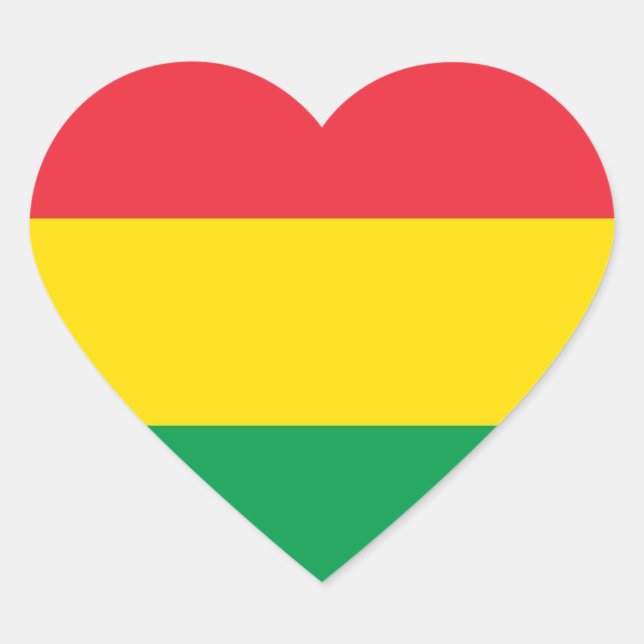 Rasta Colours Green Yellow Red Stripes Flag Patter Heart Sticker (Front)