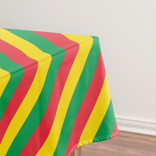Rasta Colours Green Yellow Red Stripes Flag Tablecloth (In Situ)