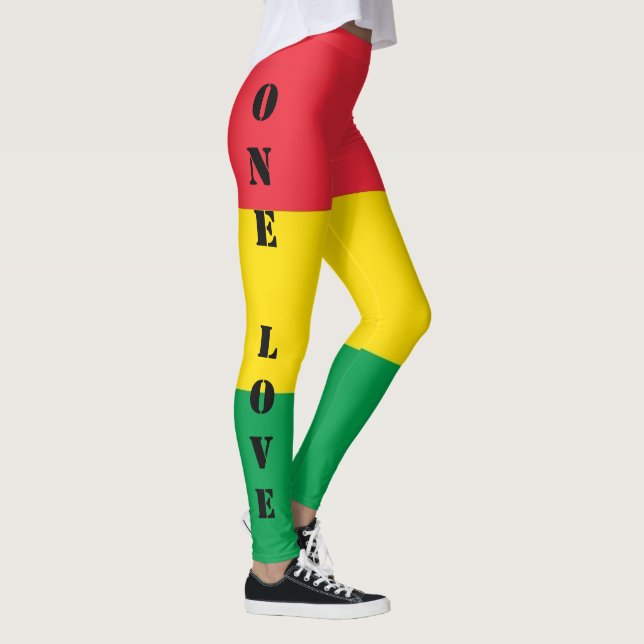 Rasta Colours Green Yellow Red Stripes Pattern Leggings (Right)