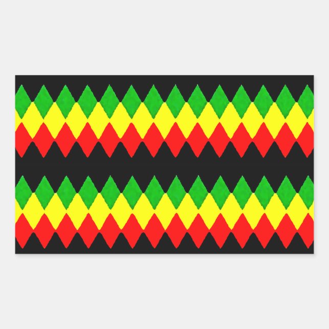 Rasta Diamonds. Red Gold and Green. Jah Rastafari Sticker (Front)