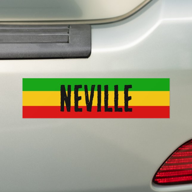 Rasta Flag Coloured Striped Custom Bumper Sticker (On Car)