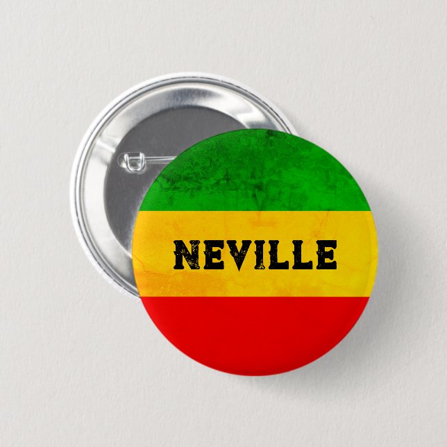 Rasta Flag Coloured Striped Reggae 2 Inch Round Button (Front & Back)