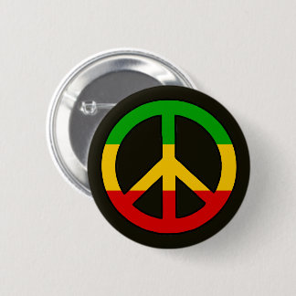 Rasta Flag Colours Peace Symbol 2 Inch Round Button
