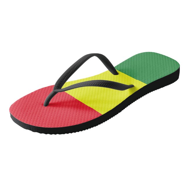 Rasta flag flip flops (Angled)