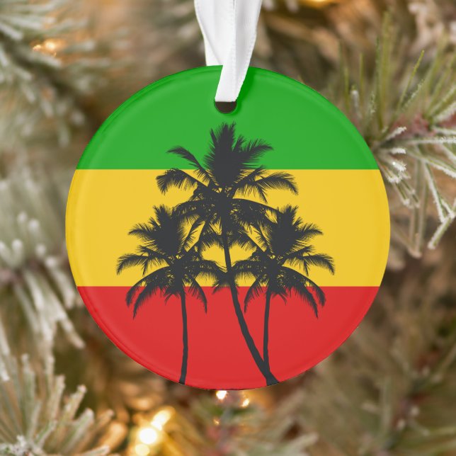 Rasta Flag Tropical Palm Trees Christmas Ornament (Tree)