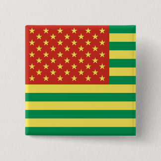 Rasta Flag US Badge 2 Inch Square Button