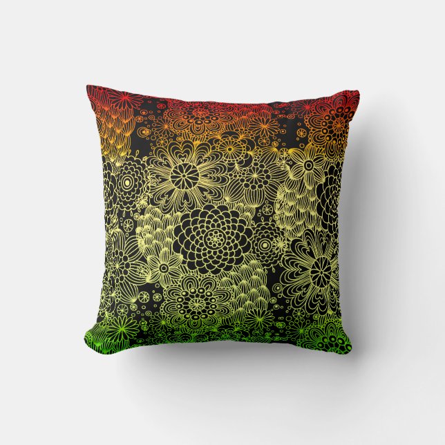 Rasta Flower Throw Pillow (Front)