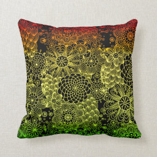 Rasta Flower Throw Pillow