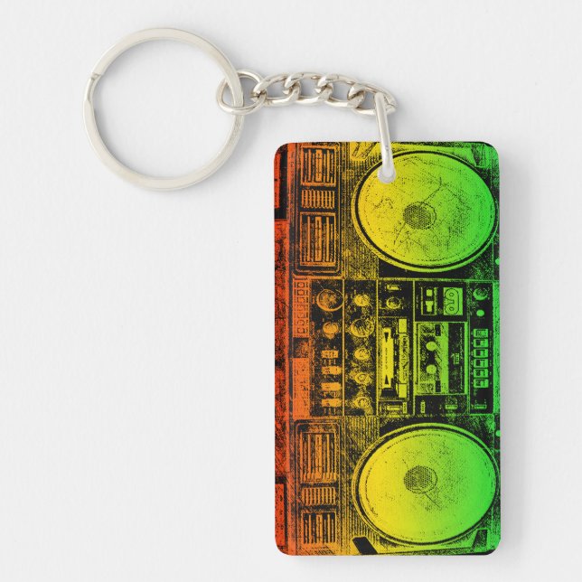 Rasta Ghetto Blaster Keychain (Front)