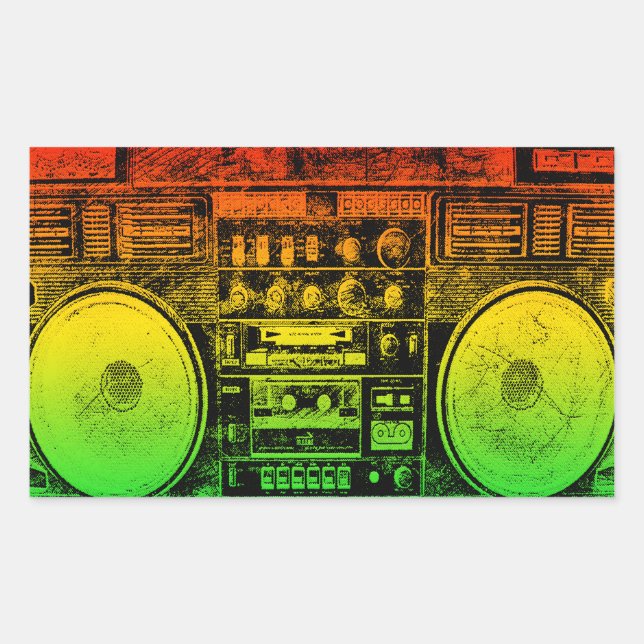 Rasta ghetto blaster sticker (Front)