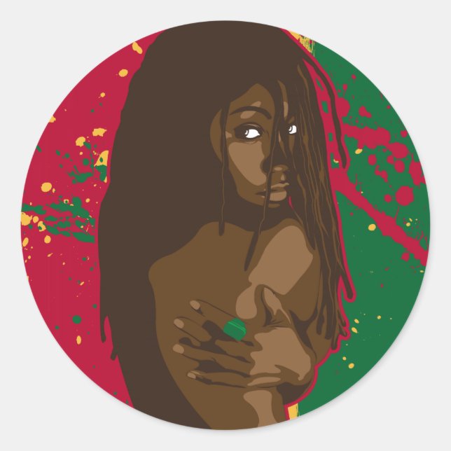 Rasta Girl Classic Round Sticker (Front)