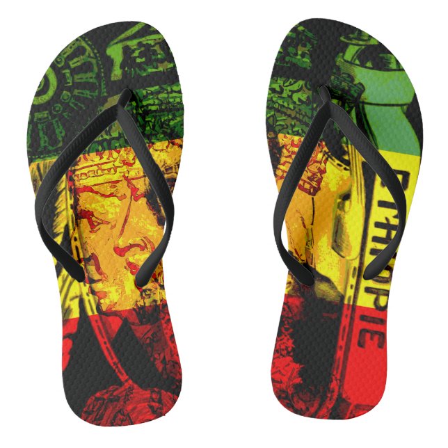 Rasta Haile Selassie Flip Flops (Footbed)