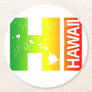 Rasta Hawaii Islands HI Round Paper Coaster