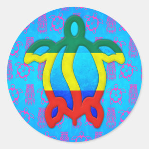 Rasta Honu Classic Round Sticker