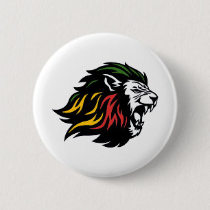 Rasta Lion 2 Inch Round Button