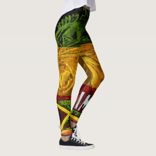 Rasta Lion de Judah Leggings avec drapeau jamaïca