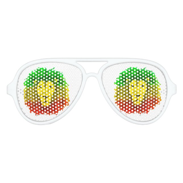 Rasta lion head red yellow green drawing Jamaica  Aviator Sunglasses (Front)